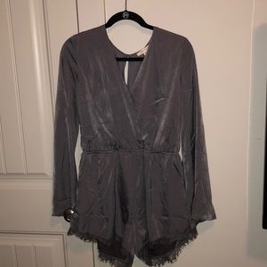 Charcoal Satin Romper